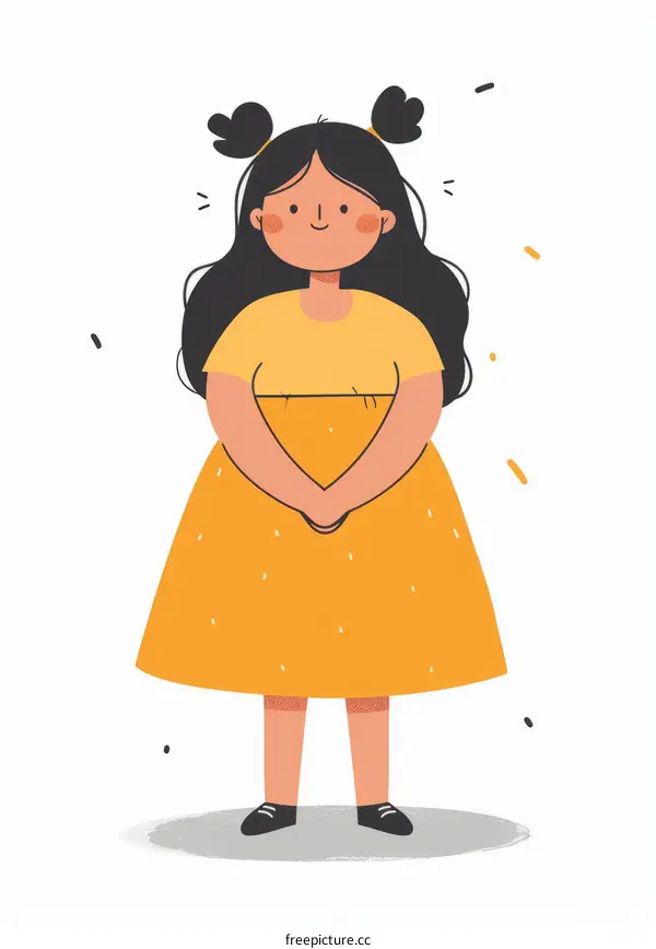 A girl wearing a yellow dress