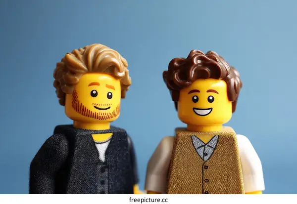 Two Happy Cartoon Characters  in Business Attire