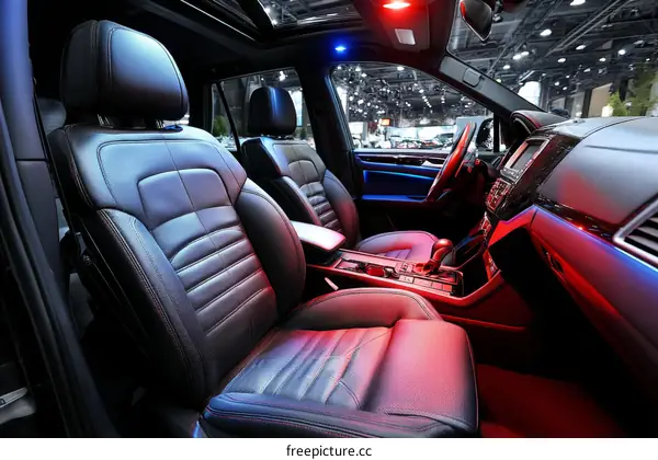Luxury Car Interior with Leather Seats