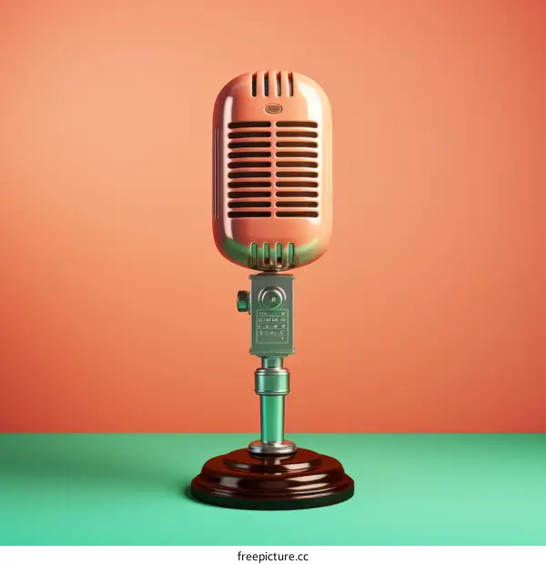 Retro microphone against two tone background