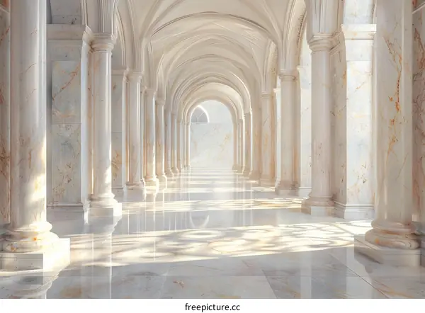 Elegant Marble Columns and Arches Architectural Interior