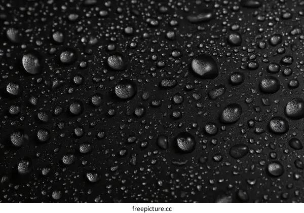 Water Droplets on a Black Surface Texture