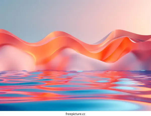 Wavy shapes on a reflective surface