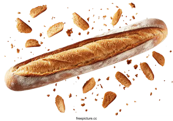 [Transparent Background PNG]Baguette Bread Crumbs in the Air