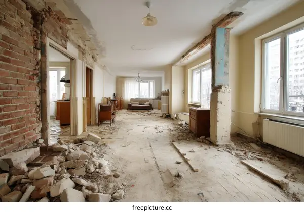 Renovation Work in Progress Interior Apartment Demolition