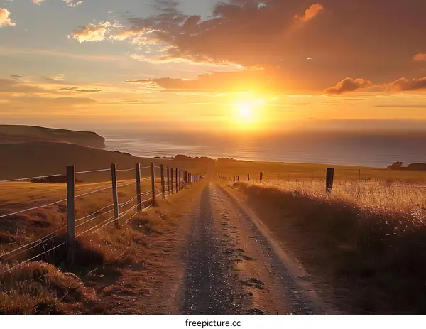 Countryside road at sunset
