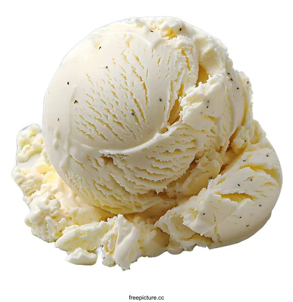 [Transparent Background PNG]A close-up of a scoop of vanilla ice cream