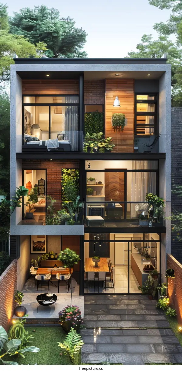 Modern Minimalist Townhouse Design Illustration