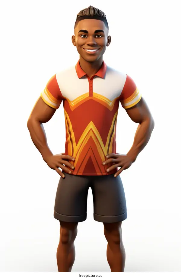 Black male character with hands on hips
