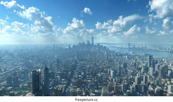 Aerial View of a Modern Metropolis Cityscape