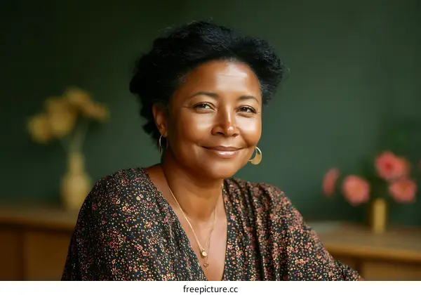 Portrait of a Woman Smiling with a Warm Expression