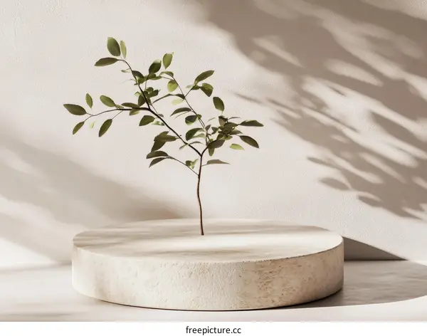 Minimalist Plant Display on a Round Platform