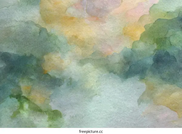 Abstract Watercolor Painting of Cloudy Sky