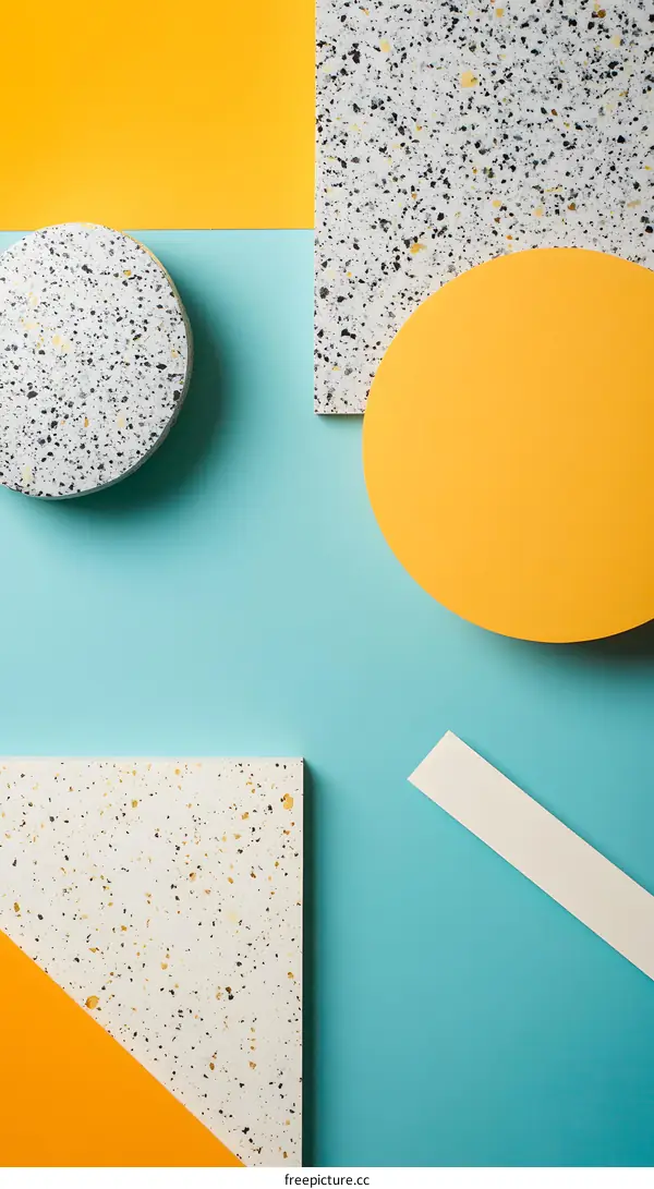 Abstract Geometric Shapes with Yellow and Blue Background