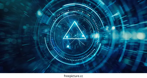 Blue technology background with triangle symbol