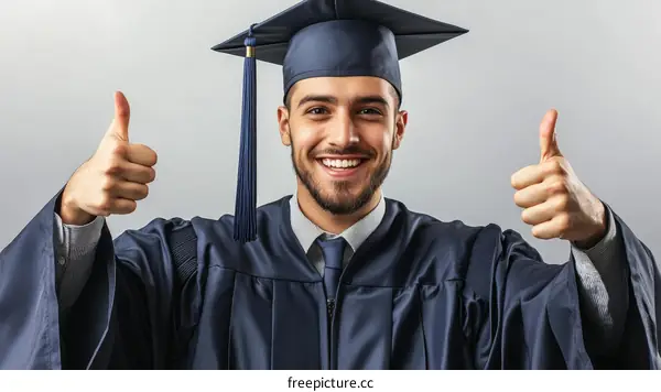 Proud Graduate Showing Thumbs Up