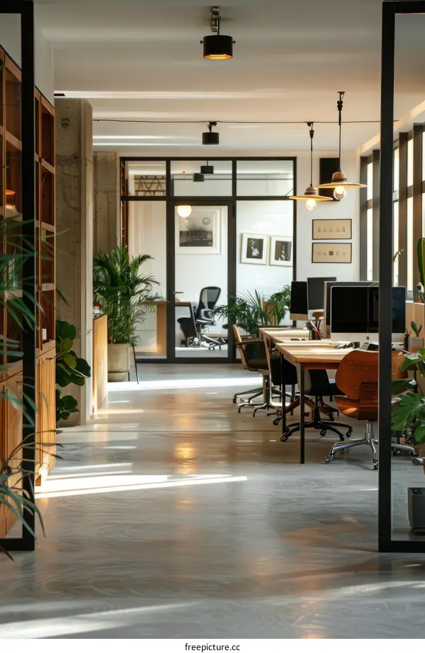 Modern Industrial Office Design with Open Plan Layout