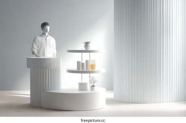 Modern Minimalist Reception Desk Design Illustration