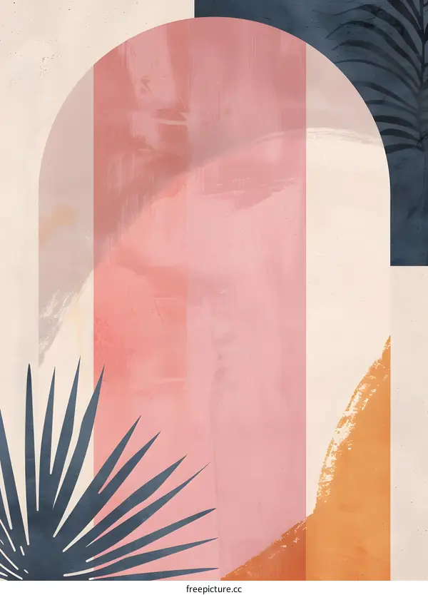 Abstract Art Minimalist Palm Leaves Geometric Shapes