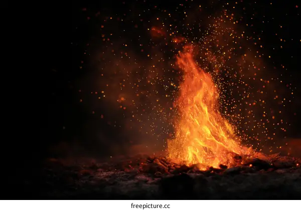 Fiery Flames Against the Dark Night