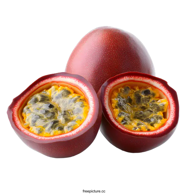 [Transparent Background PNG]Passion Fruit Cut in Half on White Background