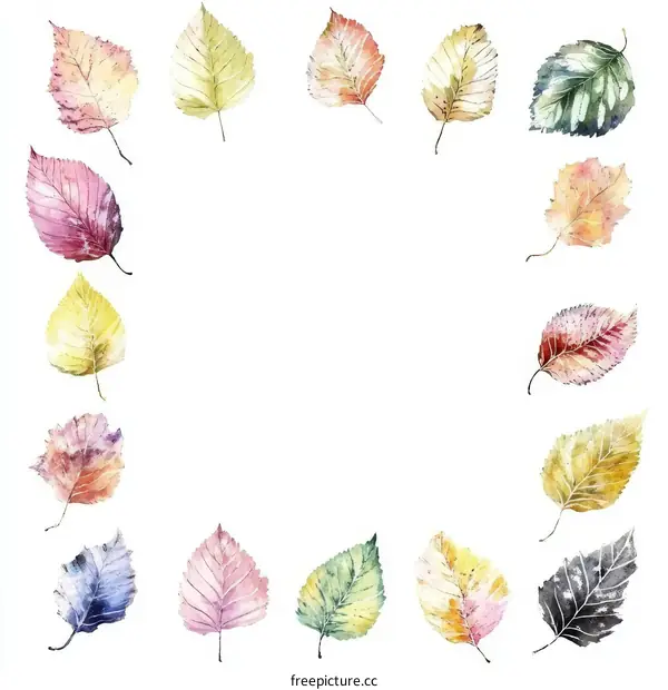 Colorful Autumn Leaves Watercolor Illustration
