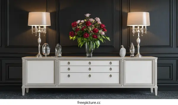 Elegant Interior Design with Roses and Furniture