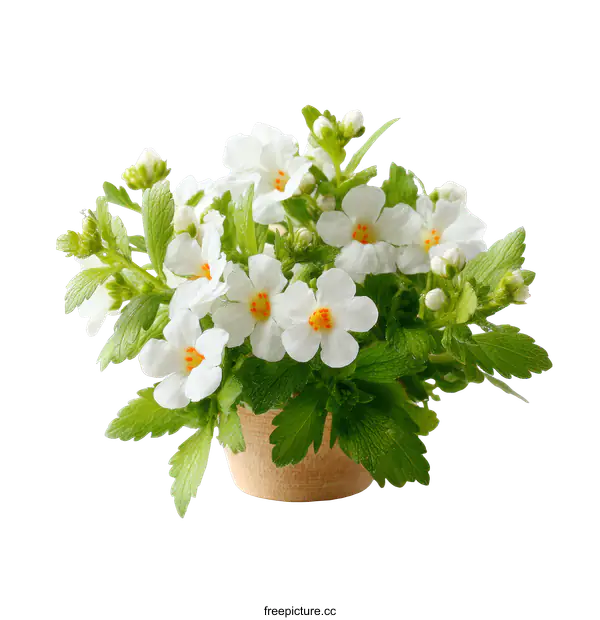 [Transparent Background PNG]Beautiful White Flowers in a Pot