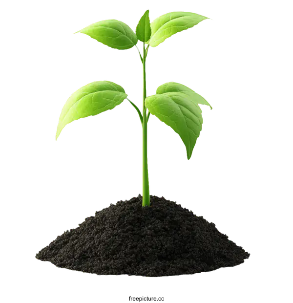[Transparent Background PNG]New sprout growing in soil