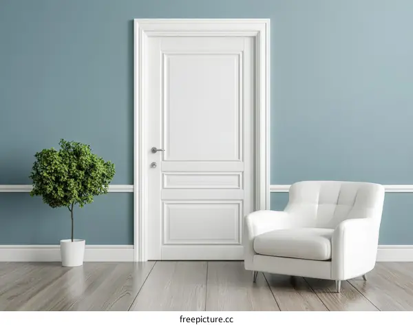 Elegant Interior with White Door and Armchair