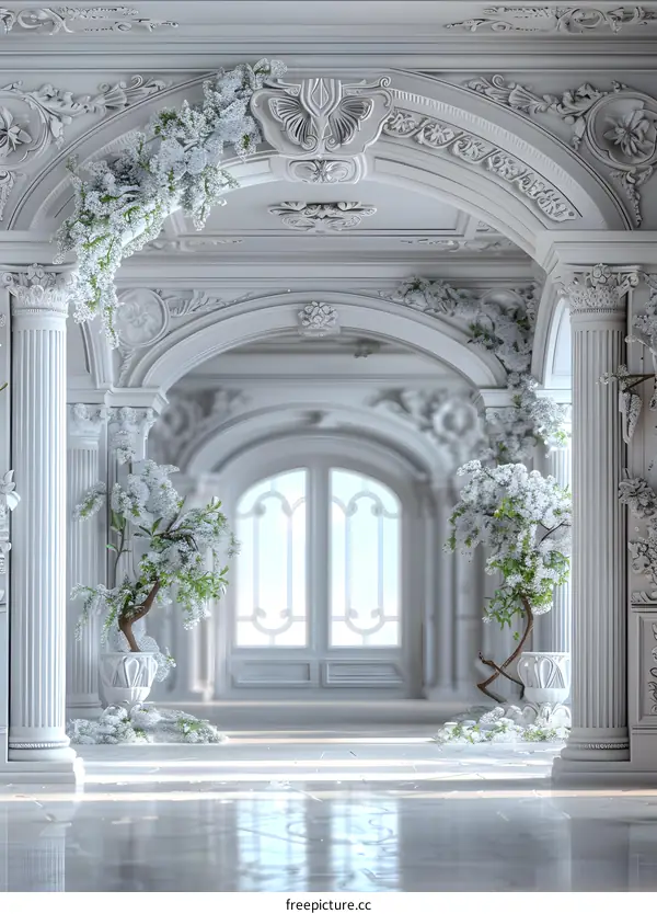 Lavish White Marble Corridor
