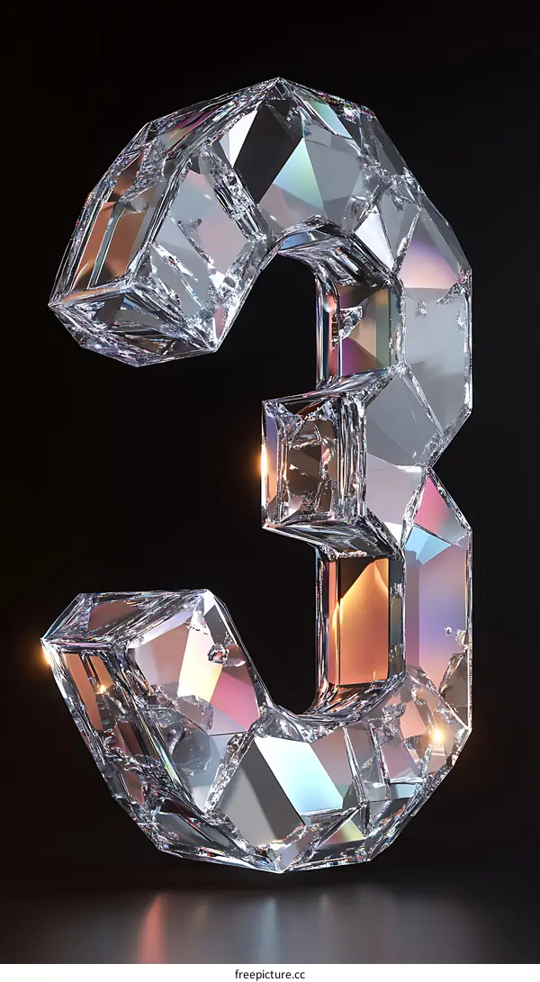 Abstract 3D Number Three Illustration