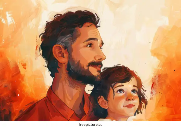 Father and Daughter Witnessing Sunset