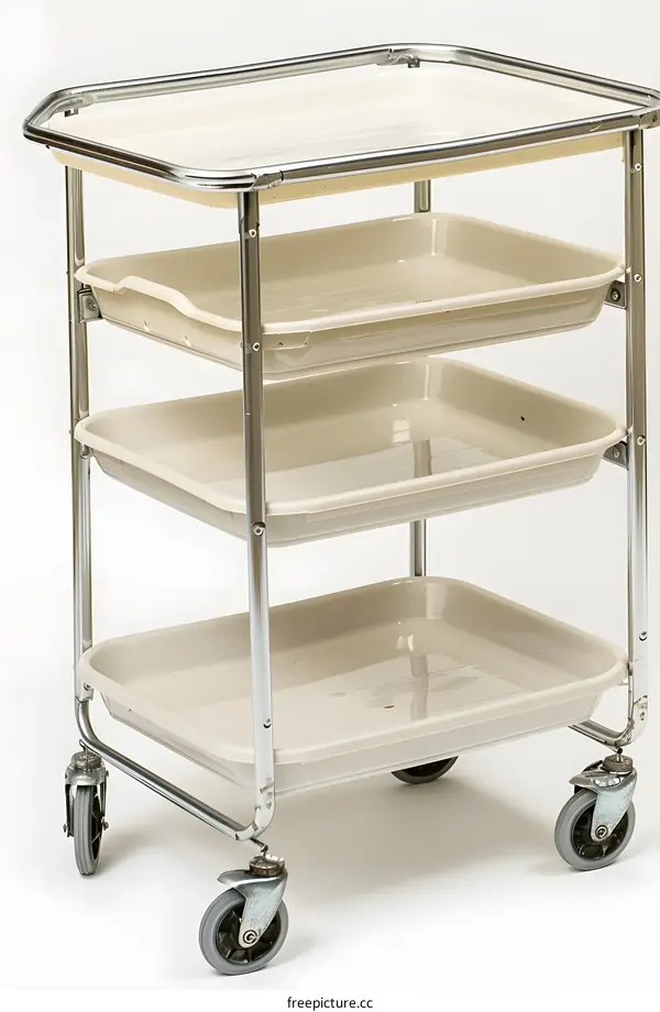 Stainless Steel Medical Cart with Four Trays