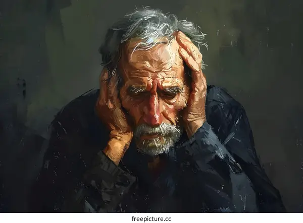 Portrait of an old man with white beard and black suit