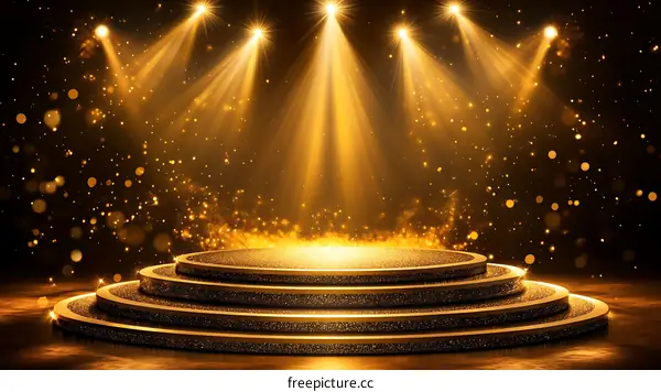 Golden Stage Podium Illustration for Awards Ceremony