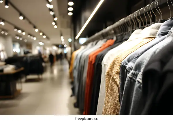 Clothing Store Interior with Customers