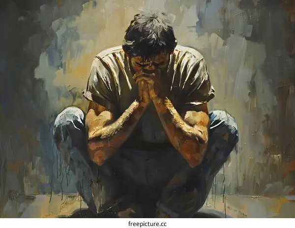 Man Kneeling in Prayer Painting