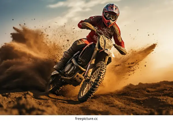 Motocross dirt bike rider performing a whip