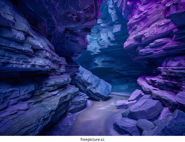 Purple Cave With Water