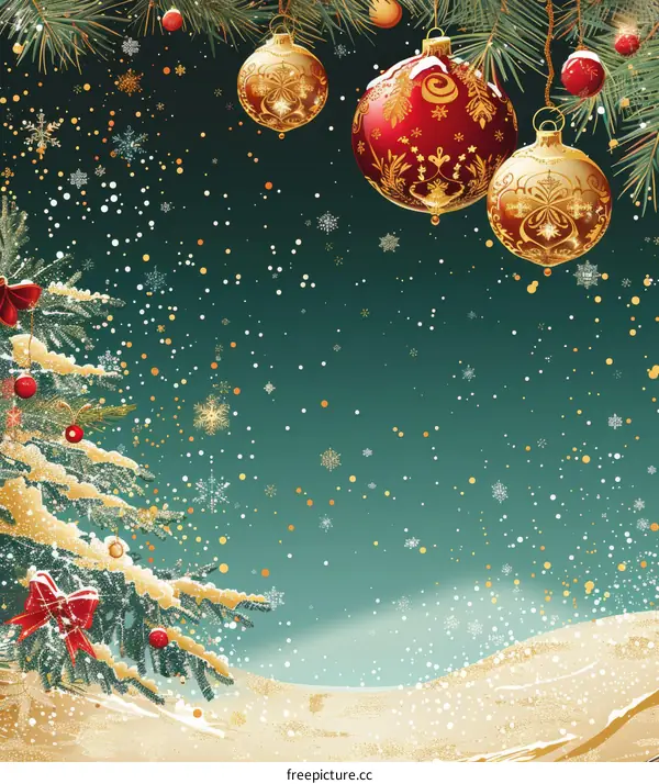 Ornate Christmas Tree in Snow