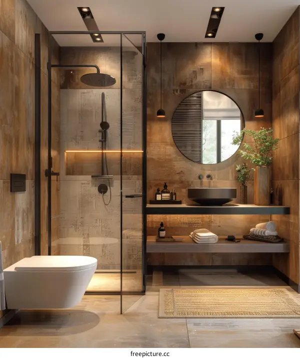 Modern Rustic Bathroom Interior Design Illustration