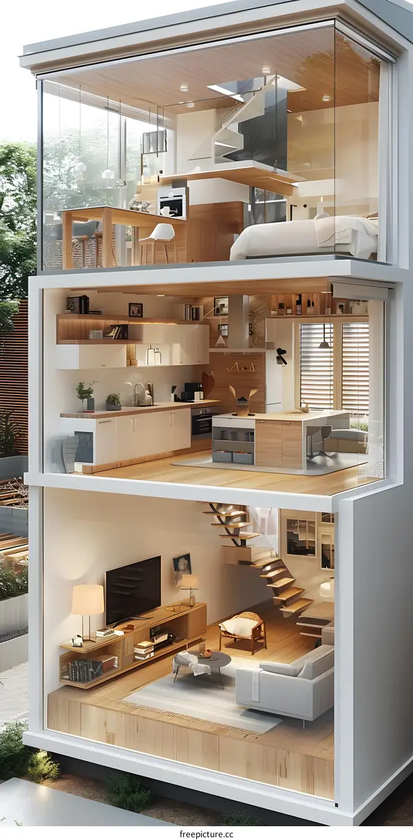 Three-story house interior