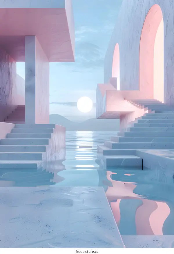 Surreal Pastel Architecture by the Water