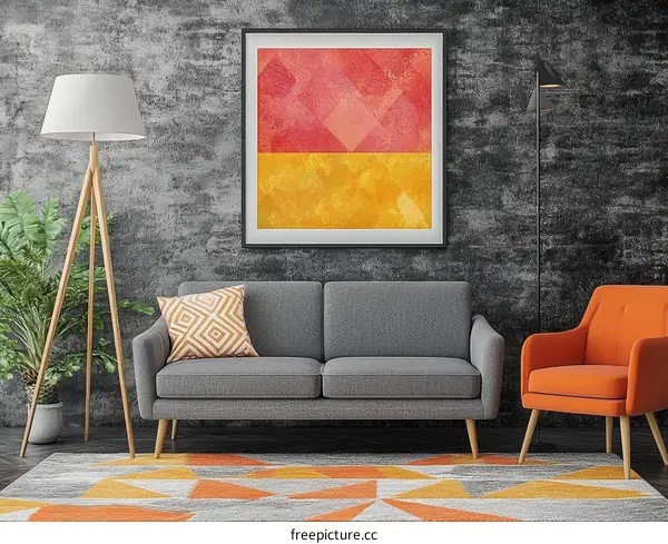 Modern Living Room Interior Design with Abstract Art