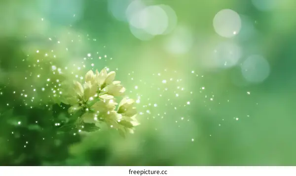 Delicate Spring Flowers in Soft Green Light