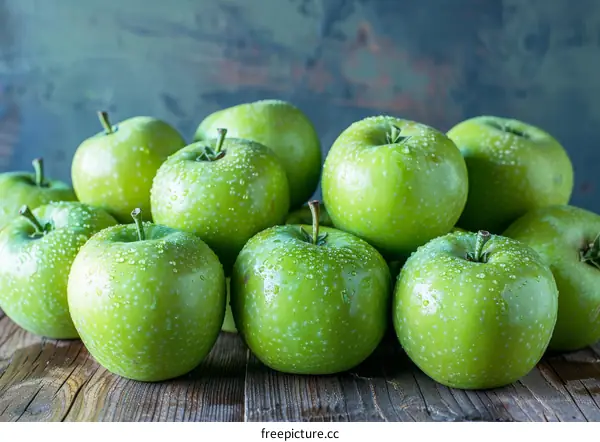 Fresh Green Apples in a Pile