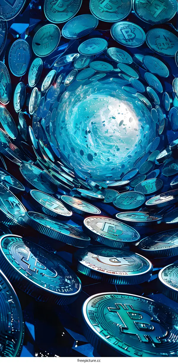 Blue vortex of digital currency