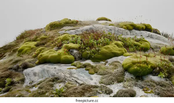 Green Moss On Rocky Mountain