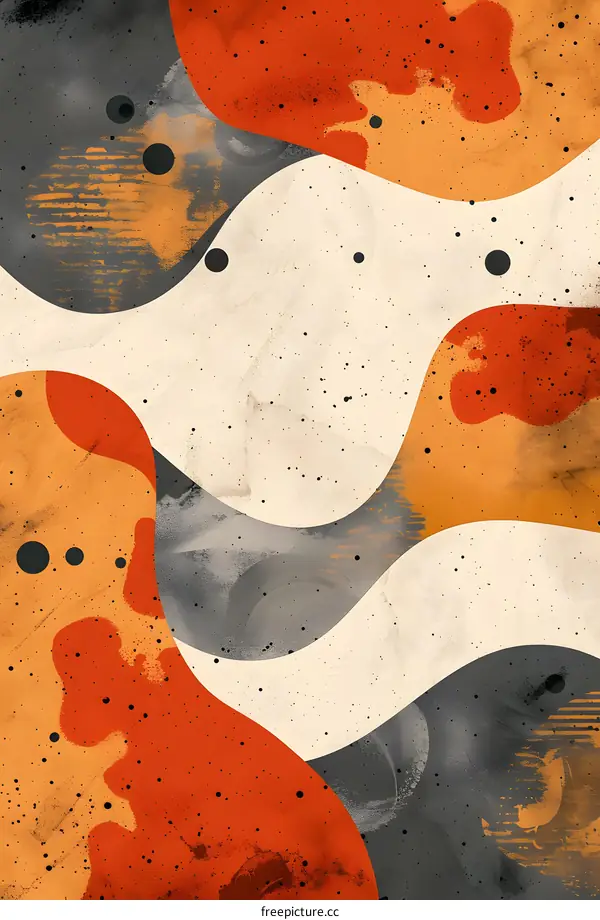Abstract Geometric Shapes in Orange, Red, Gray and White